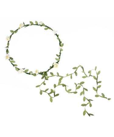 AWAYTR Fashion for Bohemian Style Wedding Bride Bridal Headdress Floral Flower Garland Headwear Headbands (Cream white)