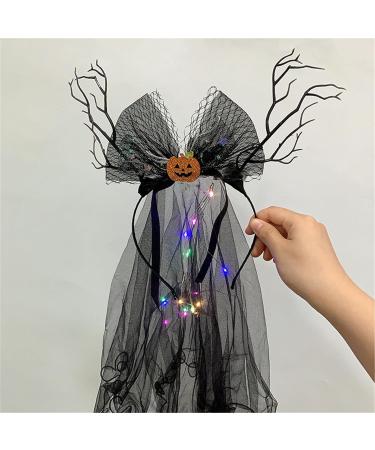 amangul Glowing Rose Headband Ghosted Bride Veil Bride Cosplay Costume Headwear Hair Accessories Halloween Costume(Jm0525 Eyeball Flowe) - Buy Online on GoSupps.com