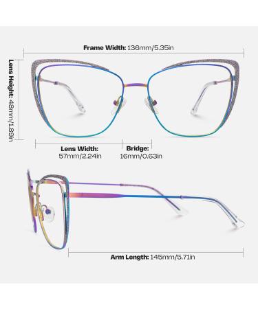 Zeelool Non-Prescription Cat Eye Eyeglasses for Women | Stylish Metal Frame & Blue Light Blocking | Glitter Detail - JGM182863 - Buy Online on GoSupps.com