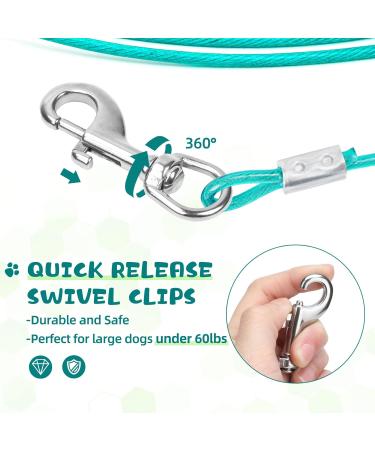 Snagle PAW 4.5m Dog Leash for Small Dogs - Durable Shock-Absorbing Cable Tie for Dogs & Cats up to 15.9 kg | Ideal for Courtyards & Festivals - Ice Blue - Buy Online on GoSupps.com