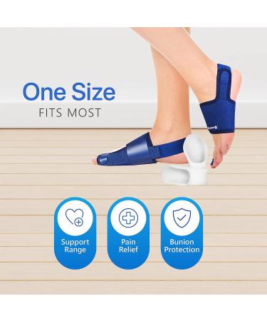 Sports Laboratory Bunion Corrector for Women and Men - Orthopedic Splints with Bunion Relief Guide - Day/Night Support - Adjustable Size (Blue) - Buy Online on GoSupps.com
