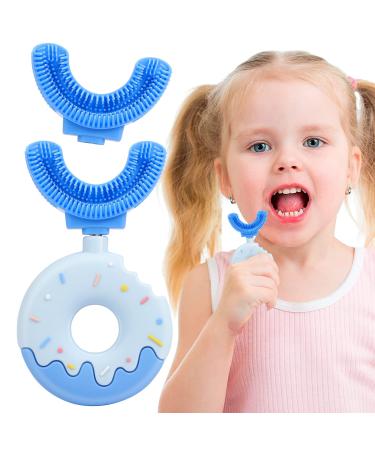 U-shaped toothbrush for children soft children's toothbrush for 360 -Grundic cleaning silicone-donut toothbrush for small children from 2 8 years (S blue) 1 piece (1 Pack)