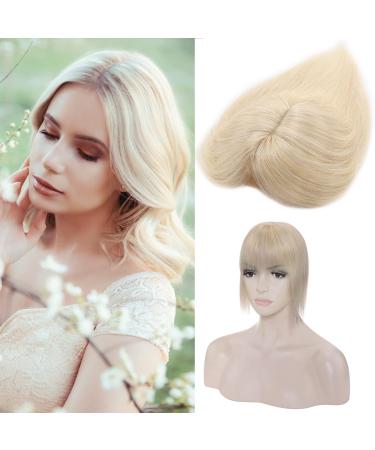 Clip in Extensions Real Hair Topper Extensions Real hair Hair parts real hair smooth toupet hair thickening hair extension for women 7a remy hair 7x13cm base 25cm-33g 60# Platinblond 25cm platinum blonde