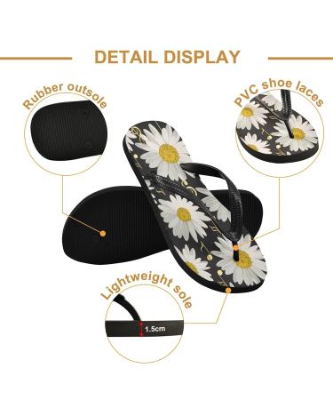 Mnsruu Gold Musical Note Daisy Flip Flops | XL Sandals & Slippers for Men & Women | Perfect for Home Hotel Spa & Travel - Buy Online on GoSupps.com