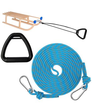 4m sled cable with a carabiner sledline with handle sledge pull rope sled rope with handle 8mm sled rope sledline with a carabiner sled cable for sled and tobogganing in winter blue