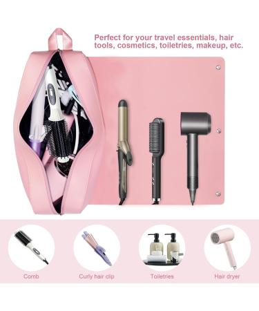 Travel Hair Tools Bag with Silicone Heat Mat Portable 2 in 1 Organizer for Flat Irons Curling Irons & Hair Dryers Essential Travel Accessories for Women (Pink - Buy Online on GoSupps.com