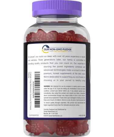 Carlyle Melatonin 1mg Gummies | 90 Count | Fruit Flavor Gummy Supplement | Vegan Non-GMO Gluten Free - Buy Online on GoSupps.com