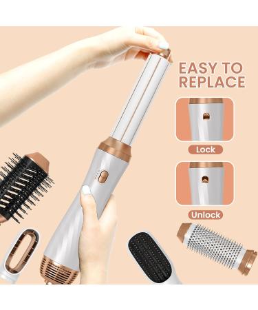 UKLISS Upgrade Auto Airflow Curl System 2024: 6-in-1 Hair Dryer Brush Set in White Gold - Buy Online on GoSupps.com