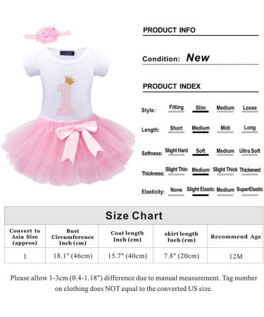 WonderBabe Baby Girls 1st Birthday Romper with Tulle Tutu Skirt - Pink 1 Year - Buy Online on GoSupps.com