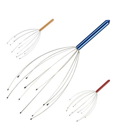 Relaxdays head massager 12 arms with knobs massager for the head head massager head scratcher metal blue