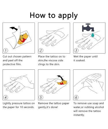 Winnie Birthday Party Supplies: 34Pcs Temporary Tattoo Favors - Removable Fake Stickers for Goody Bags - Winnie Birthday Decorations - Buy Online on GoSupps.com