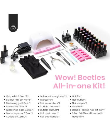 Beetles 52 Pcs Gel Nail Polish Kit with UV LED Light Starter Set - 32 Colors Glitter Christmas Gel Polish Set with Nail Dryer and Base Top Coat for Nail Art - Buy Online on GoSupps.com