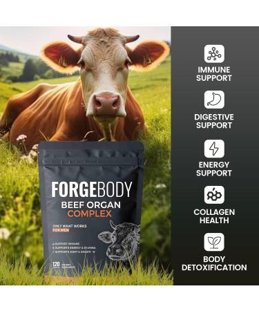 MORANDEE Forgebody Beef Organ Complex Supplement for Men 120 Capsules Grass Fed Beef Liver Capsules Immune Support Gluten Free Non-GMO (1) - Buy Online on GoSupps.com