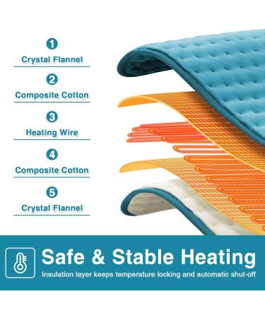 Jobyna Electrical Heating Pillow | Adjustable Physiotherapy Heating Pad with Fast Warming & Auto Shut-Off | 30-70 10-90 Min Timer | 30x60cm Pfauenblau - Buy Online on GoSupps.com