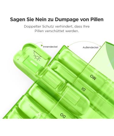 Buy Auvon Weekly Pill Box - 7 Days 3 Compartments for Vitamins & Medications | Portable Green Tablet Organizer - Buy Online on GoSupps.com