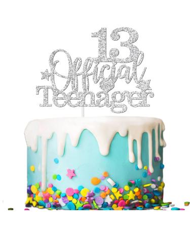 Tenhaisi Gilttery Sliver 13 Ofiicial Teenager Cake Topper Happy 13 Teenager Birthday Cake Topper Cheers to 13 Years Decoration