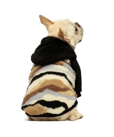 Fitwarm Camo Fuzzy Thick Sherpa Dog Winter Clothes Dog Hoodie Thermal Coat Doggie Jacket Puppy Outfit Cat Sweatshirt Apparel Black Large L Camouflage