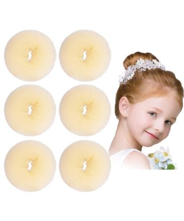 Extra Hair Donut Bun Maker Blonde for Kid  Ring Style Bun  6PCS Chignon Hair Small Doughnut Shaper for Short and Thin Hair (Small Size  2.5 Inch/Beige) Beige 6 Count (Pack of 1)