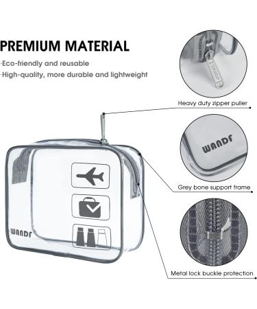 3-Piece Clear Travel Toiletry Bags - Portable Waterproof Quart Size Cosmetic Pouch Set for Men and Women - Grey - Buy Online on GoSupps.com