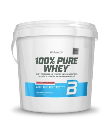 BioTechUSA 100% Pure Whey Whey and Bromelain Protein Complex, with Amino Acids, No Added Sugars, No Palm Oil, 4 kg, Strawberry