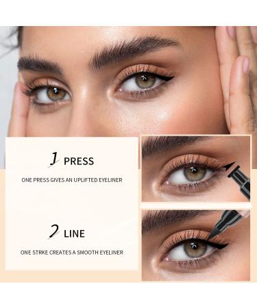 Pinkiou 2 in 1 Double-headed Eyeliner Stamps Set - Black Liquid Eye Liner Pen with Eye Makeup Stamp - Long Lasting & Waterproof - Smudgeproof Eyeliner Tattoo Tool for Women - Easy to Use (5Pcs) - Buy Online on GoSupps.com