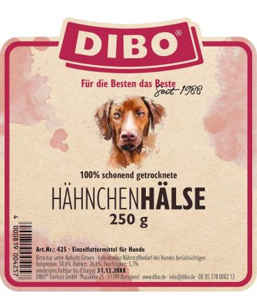 Dibo Chicken Necks for Dogs - Natural Chew Snack (250g) | Quality Dog Treats without Additives - Buy Online on GoSupps.com