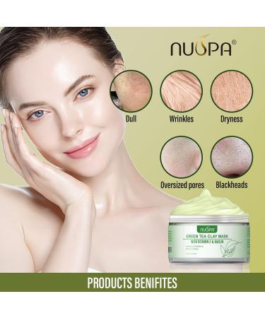 Organic Green Tea Clay Face Mask | Anti-Wrinkle Dark Circle Removal | Skincare for Men & Women | Daily Repairing Treatment - Buy Online on GoSupps.com
