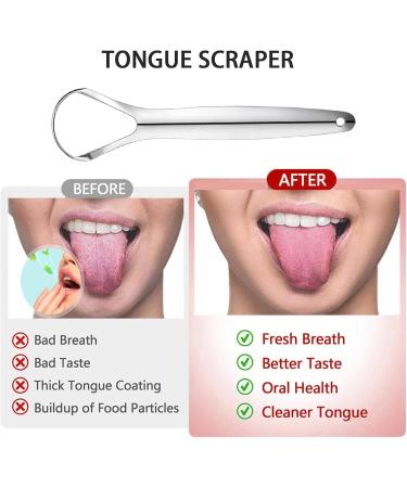 3PC Stainless Steel Tongue Cleaner Set - Effective Tongue Scraping for Fresh Breath | Ideal for Adults & Children - Buy Online on GoSupps.com