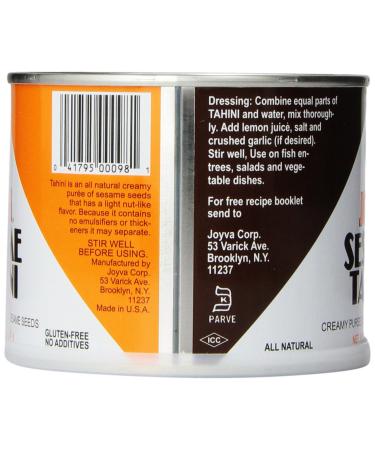 Joyva Tahini - Pure Roasted Sesame Seed Paste for Salad Dressing, Hummus, Sauce, Baba Ganoush & Desserts - Natural, Vegan, Kosher, Non-GMO (15 oz) - Buy Online on GoSupps.com