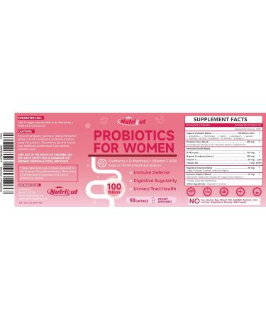 Probiotics for Women 100 Billion CFUs Probiotic and Prebiotics with Digestive Enzymes for Gut Health Vaginal Probiotics with Cranberry and D-Mannose for Urinary Tract Health pH Balance 90 Capsules 90 Count (Pack of 1) - Buy Online on GoSupps.com
