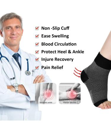 Compression Stockings for Men & Women - 2 Pairs Ankle Bandage & Plantar Fasciitis Socks - L-XL Black for Sports & Fitness - Buy Online on GoSupps.com