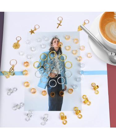 300 PCS Gold Metal Braids Rings Hair Jewelry Accessories for Women - Braids Cuffs Clips with Pendants for Hair Decor - Buy Online on GoSupps.com