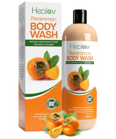Persimmon Body Wash for Body Odor Control Purifying Deodorizing Soap for Eliminating Nonenal Body Odor Underarms Intimate Inner Thigh Bikini Area Smelly Feet Natural Deodorant Soap