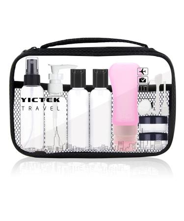 Empty Plastic Travel Bottles Containers, TSA Approved Travel Size Toiletries Tubes Kit for Carry-On Set for Women/Men(Pink)