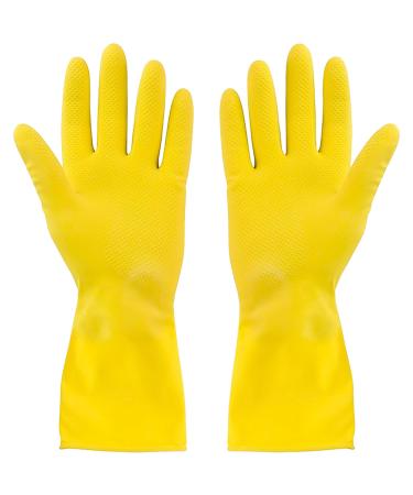 SteadMax 3 Pairs Yellow Cleaning Dish Gloves, Professional Natural Rubber Latex Gloves, Kitchen Dishwashing Gloves (3 pairs) Large