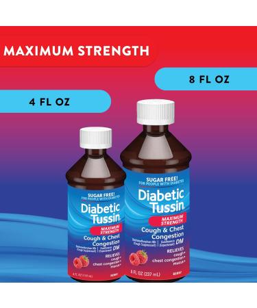 Diabetic Tussin DM Maximum Strength Cough Syrup, Berry Flavored - 4oz (Pack of 3) | Safe for Diabetics - Buy Online on GoSupps.com