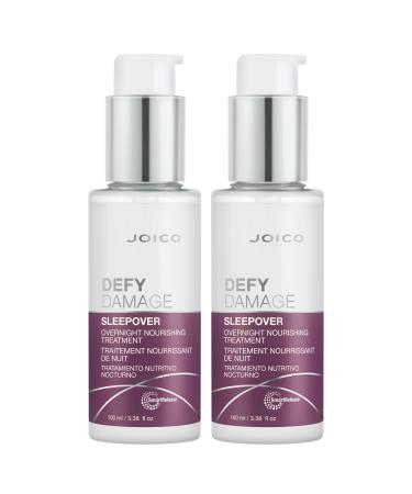 Joico Defy Damage Sleepover Overnight Nourishing Treatment | Instantly Softens & Smooths | Strengthen Bonds | Reduce Breakage & Split Ends | No Rinse Formula | With Arginine & Keratin 3.38 Fl Oz (Pack of 2)