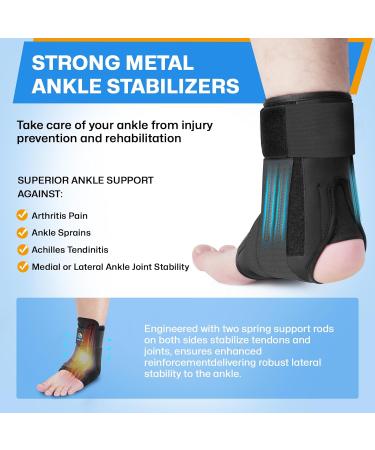 Ankle Brace for Sprained Ankle | Lightweight Lace-Free Support for Men & Women | Metal Springs Splint Stabilizer for Sports - Basketball Volleyball Tennis - Buy Online on GoSupps.com
