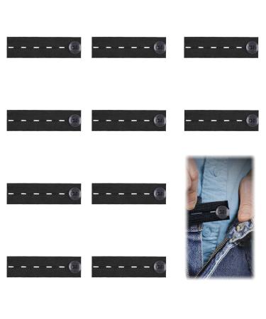 10 Pcs Button Extender For Trousers Waistband Extender Adjustable Waist Extenders For Trousers Elastic Trouser Waist Extender For Woman Pregnancy Jeans (Black)