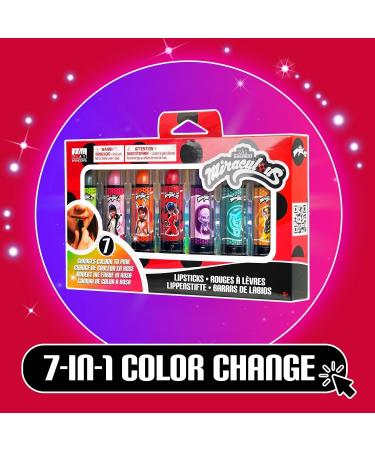 Miraculous Ladybug Lipstick Set - 7 Color-Changing Fruit Scented Lipsticks for Kids | Safe Magic Makeup Gift Set - Buy Online on GoSupps.com