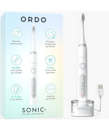 Ordo Sonic Electric Toothbrush Advanced Smart Tech with 4 Brushing Modes Fast Rechargeable Battery and Silicone-Polishing Element USB Charger for Adults White/Silver