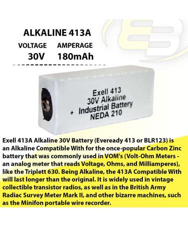 Exell 413A 30V Alkaline Battery - Compatible Replacement for Gooch & Housego OL Series Triplett 630 and More | International Shipping - Buy Online on GoSupps.com
