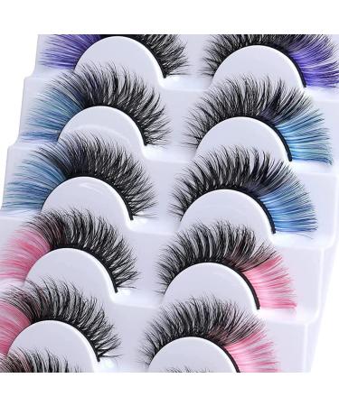 QYLPZ 8 Pairs Coloured False Eyelashes Colored Lashes Cat Eye Natural False Lashes Faux Mink Lashes Colored Lashes Fluffy Wispy Russian Strip Lashes with Color (4 MIX Colors ) Color mix02 - Buy Online on GoSupps.com