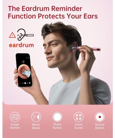 Premium Ear Wax Removal Tool Camera - 1296P HD 6 LED Lights & 10 Picks for iOS/Android - Coral Pink - Buy Online on GoSupps.com