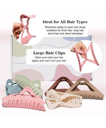 6PCS Large Triangle Hair Claw Clips for Women, Strong Hold Matte Hair Jaw Clips for Thick & Thin Hair - Cute 90's Hair Accessories with Gift Box - Buy Online on GoSupps.com