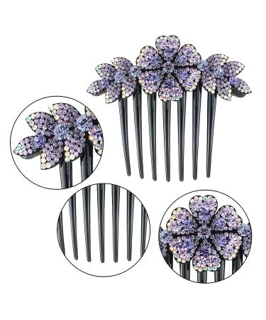 Crystal Bride Wedding Hair Comb - Purple Rhinestone Side Combs - Buy Online on GoSupps.com