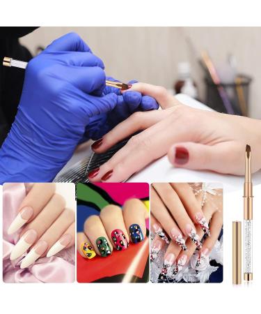 2pcs Nail Art Clean Up Brushes - Round & Angled Head Acrylic Nail Brush Pen Set for Women - Painting Tools for Nail Art Design & Polish Mistake Cleaning - Buy Online on GoSupps.com