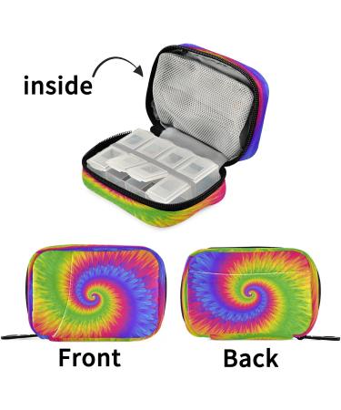 Weekly 7 Day Pill Case Bag - Travel Pill Organizer with 8 Small Pill Boxes | Colorful Tie Dye Design - Buy Online on GoSupps.com