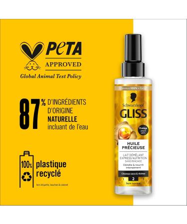 Schwarzkopf GLISS Express Detangling Milk - Precious Oil - Nutrition - Protects up to 230 C - Detangles & Intensely Nourishes - Dry & Ragged Hair - Normal Care - Without Rinsing - 200 ml - Buy Online on GoSupps.com