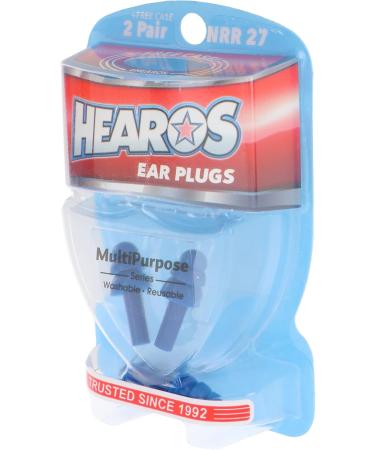 Hearos Multipurpose Water and Noise Earplugs - 2 Pairs with Pouch | Ideal for Swimming Sleeping & Travel - Buy Online on GoSupps.com